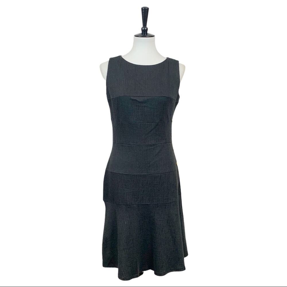 En Focus Studio Dress NEW Black Gold Button Tunic Sleeveless Women's Size 6